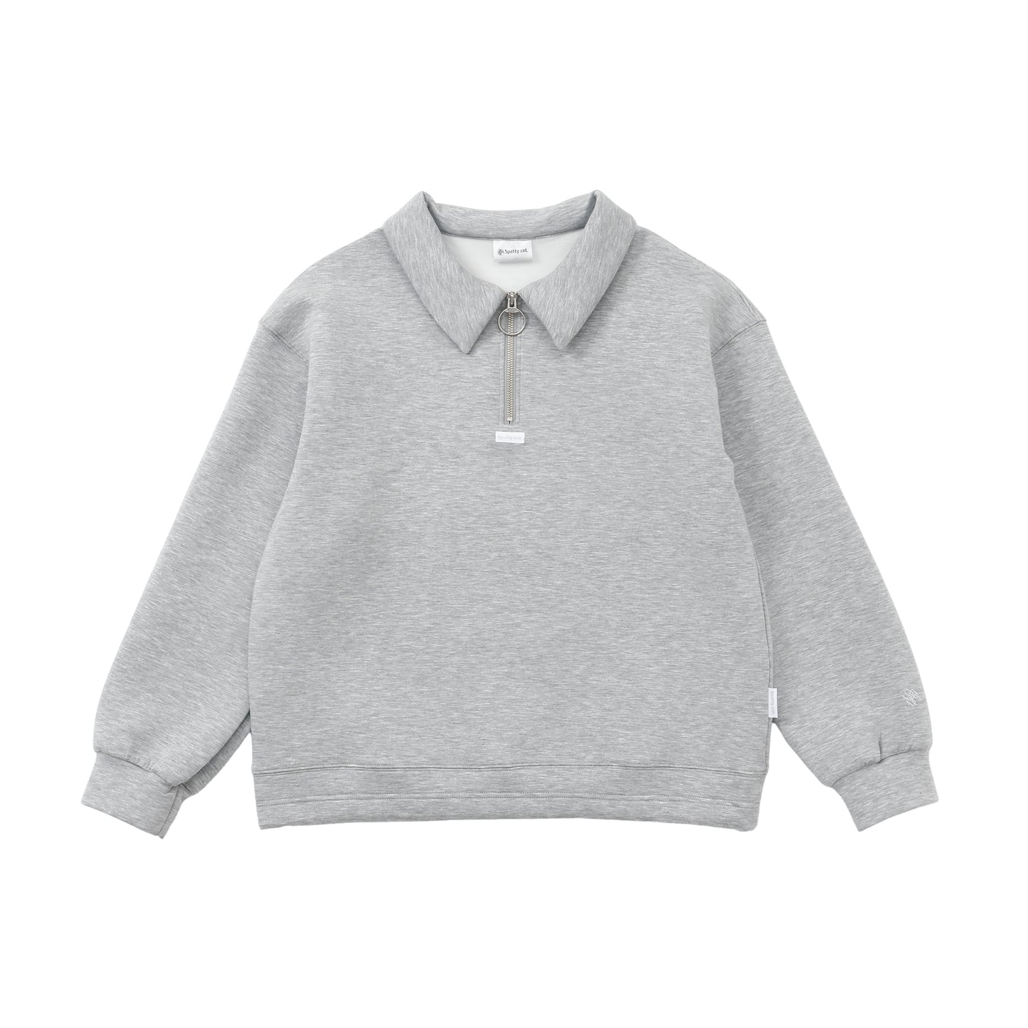 Spatty cot. Marshmallow Half zip Sweat (グレー)