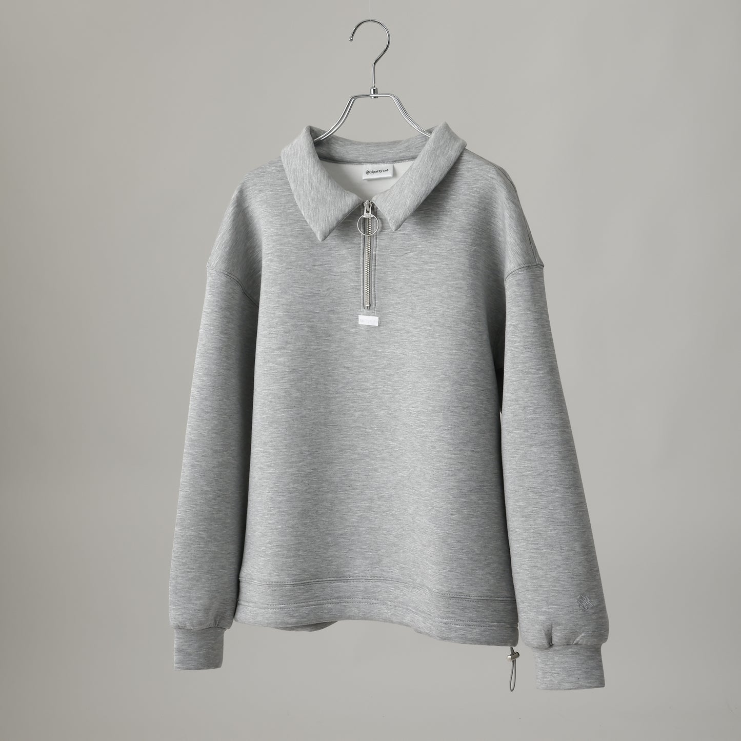 Spatty cot. Marshmallow Half zip Sweat (グレー)