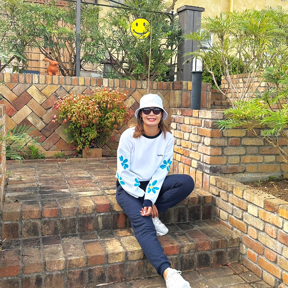 Spatty cot. Flower print knit