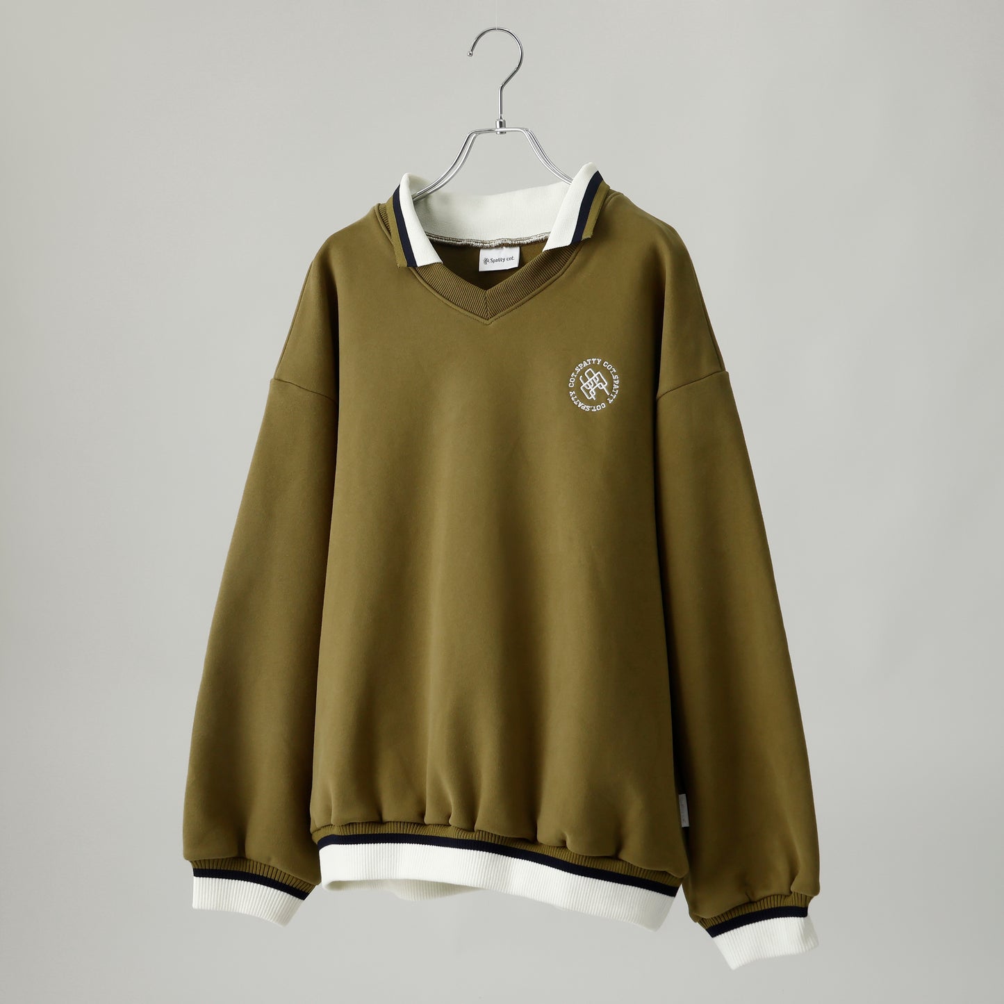 Spatty cot. V neck Sweat Polo