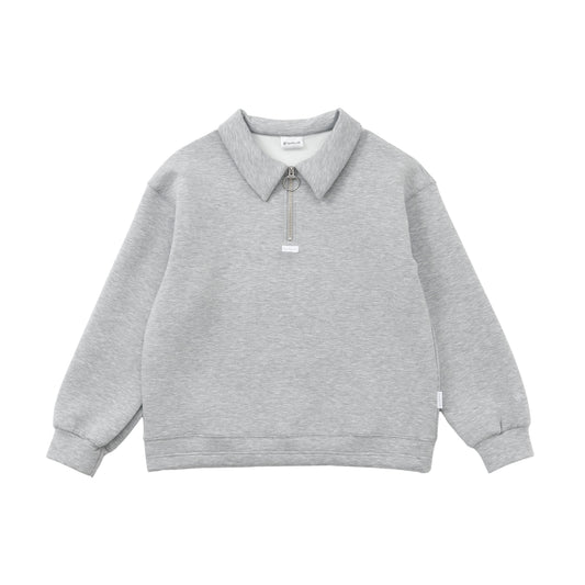 Spatty cot. Marshmallow Half zip Sweat （グレー）