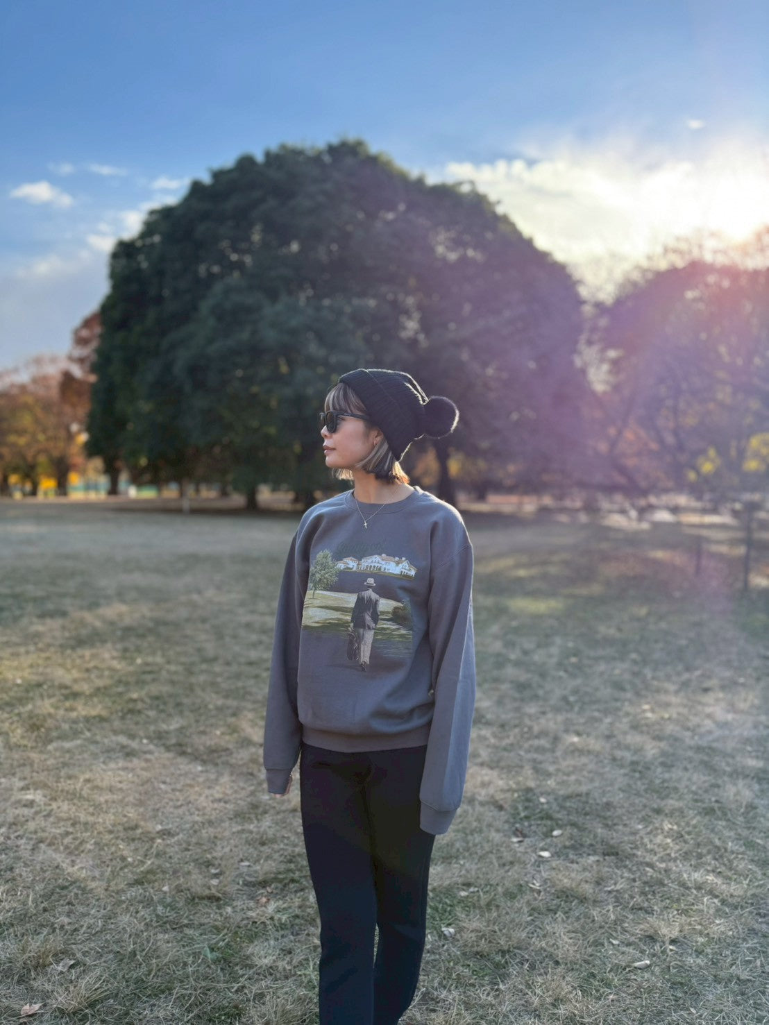 Spatty cot. Unisex Vintage Crew（チャコール）