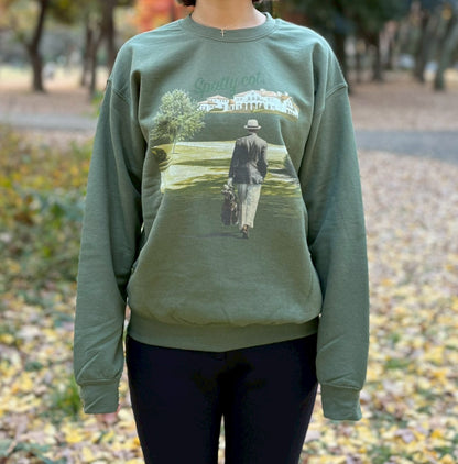 Spatty cot. Unisex Vintage Crew（カーキ）