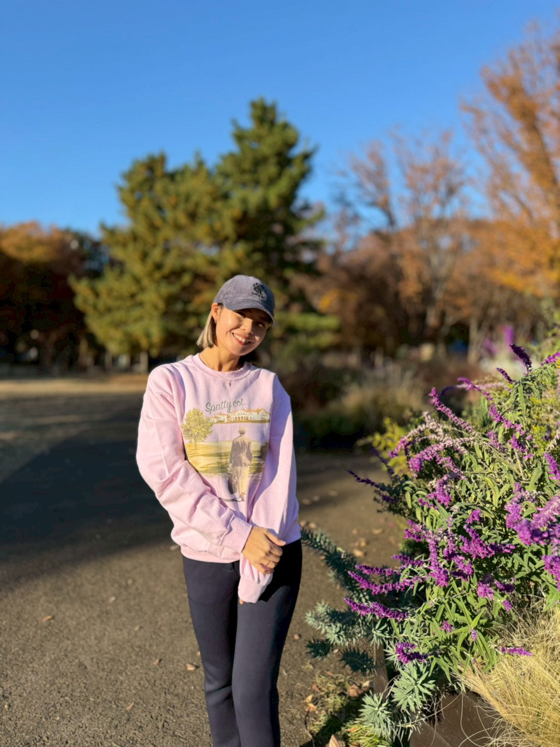 Spatty cot. Unisex Vintage Crew（ピンク）