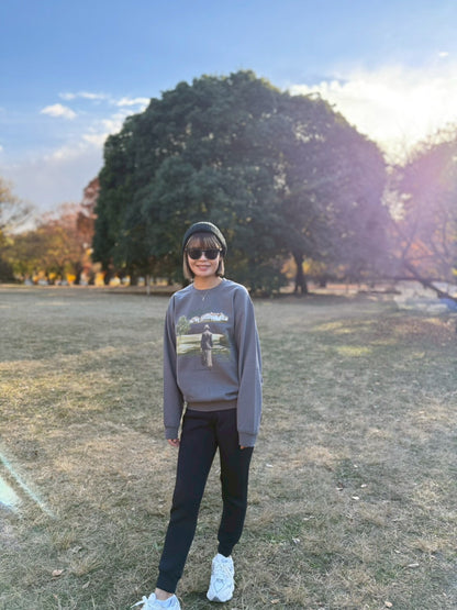 Spatty cot. Unisex Vintage Crew（チャコール）